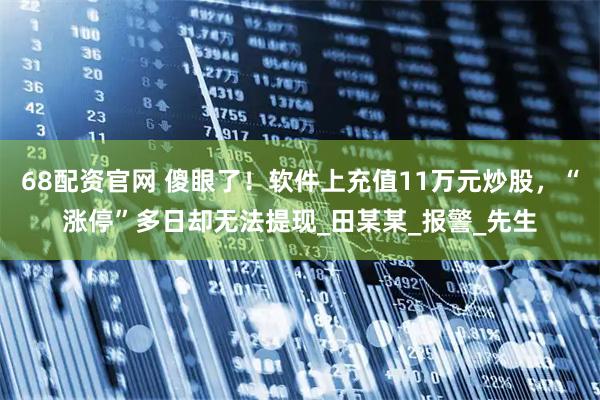 68配资官网 傻眼了！软件上充值11万元炒股，“涨停”多日却无法提现_田某某_报警_先生