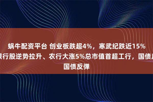 蜗牛配资平台 创业板跌超4%，寒武纪跌近15%，银行股逆势拉升、农行大涨5%总市值首超工行，国债反弹